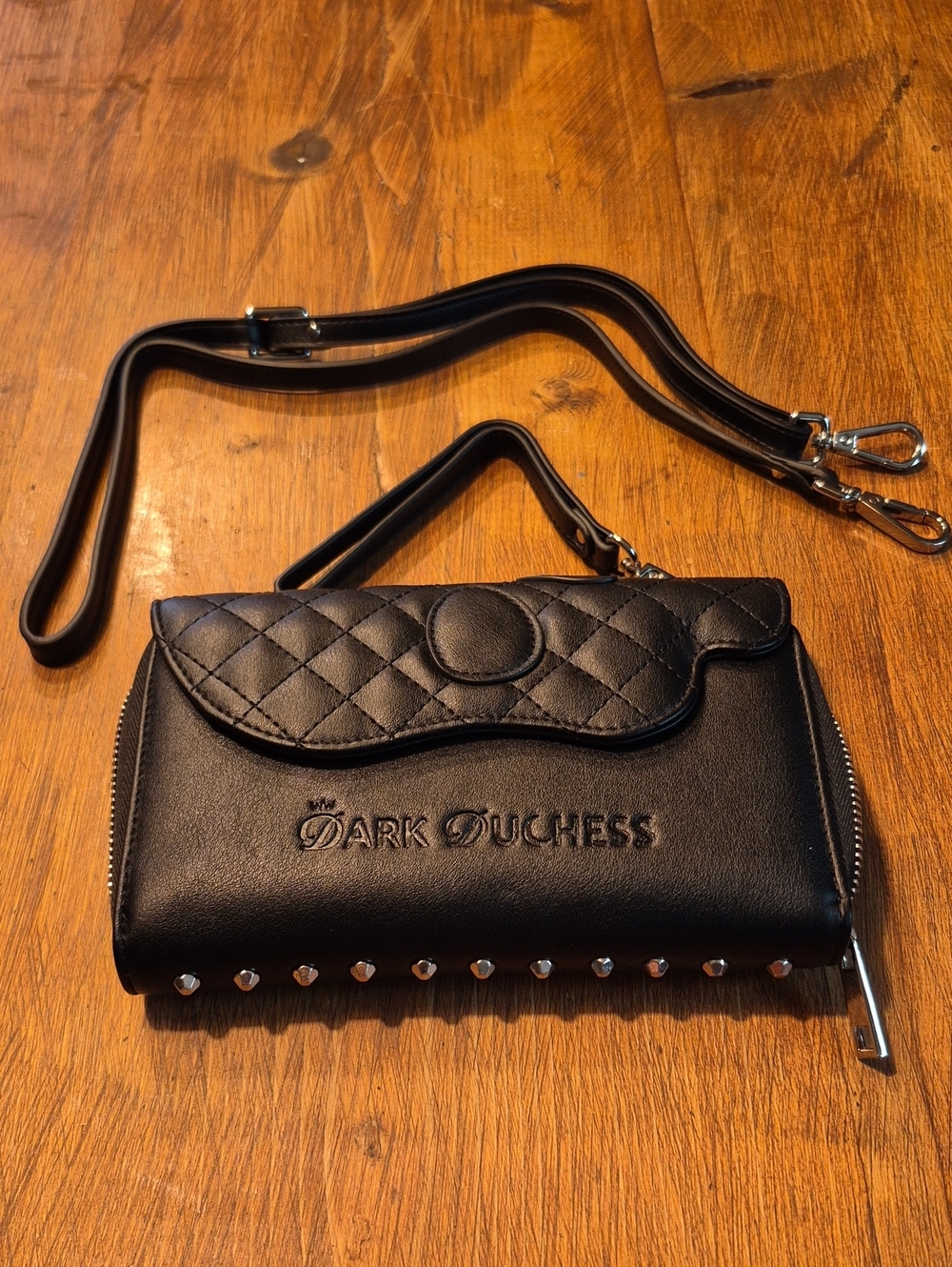Quilted Black Crossbody Wallet